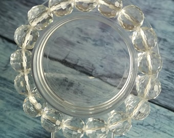 Armband aus natürlichen weißen Quarzkristallen mit facettierten Perlen, AAA