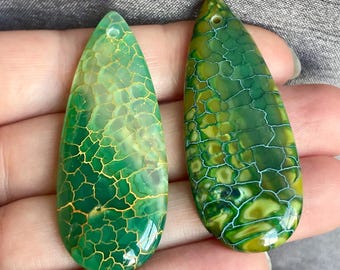 Grün-gelber Feuerachat-Tropfenanhänger