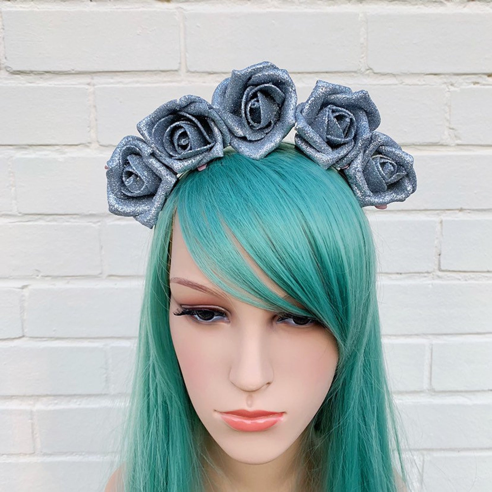 Glitter Rose Headband Silver Rose Crown Festival Headband Etsy UK