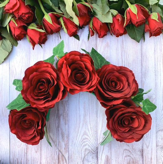 Set of 2 Valentines Day Artificial Gothic Red Roses with Silver Glitter and Black Stems Set of 2 Valentines Day Artificial Gothic Red Roses with Silver Glitter and Black Stems