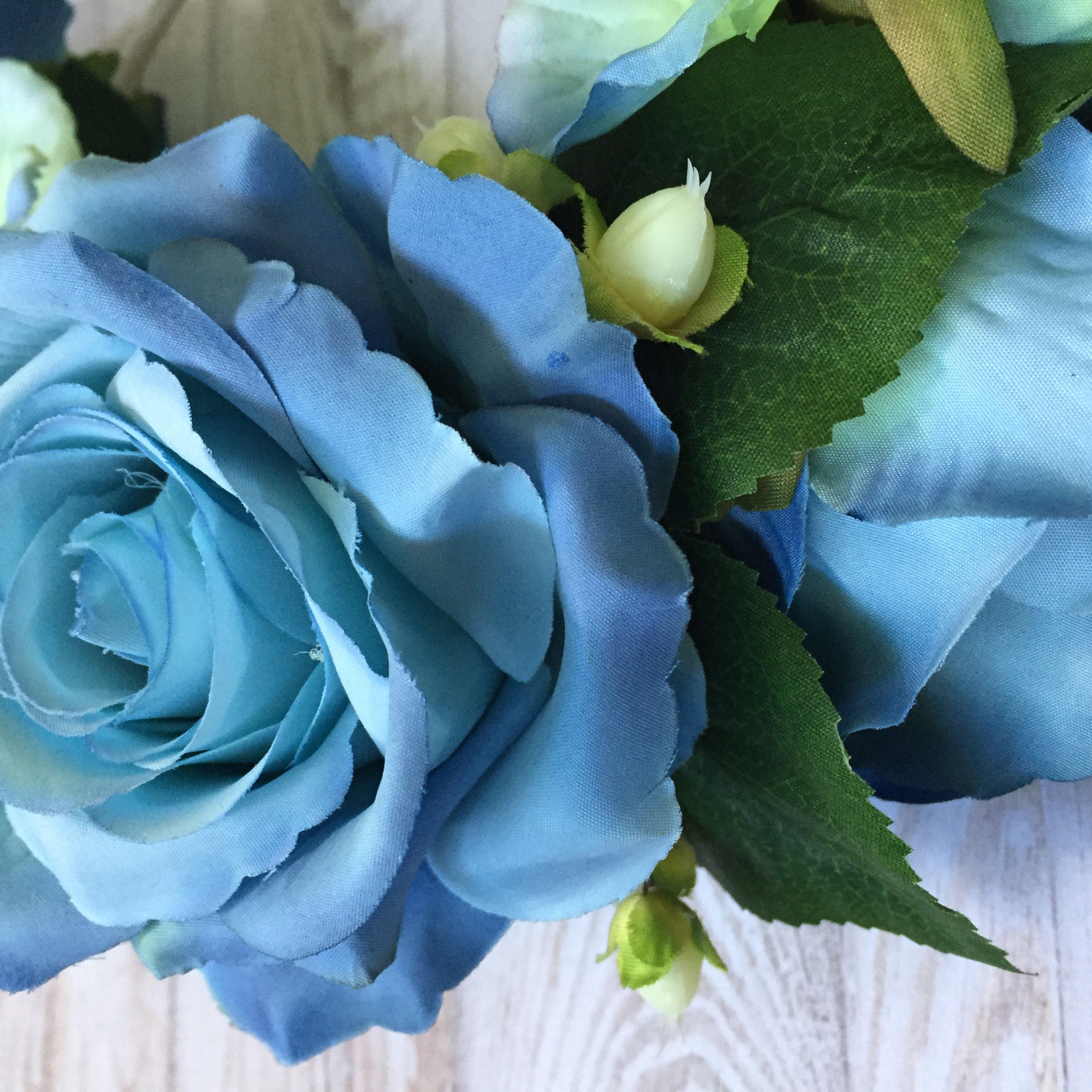Blue Rose Flower Crown Blue Rose Headband Blue Hair Flowers Etsy
