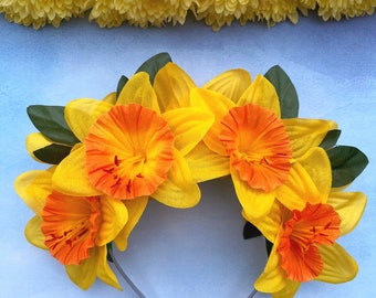 Daffodil flower crown, Welsh hair accessory, St David’s accessories, Easter headband, Spring bride, April wedding, Yellow headpiece, Gift