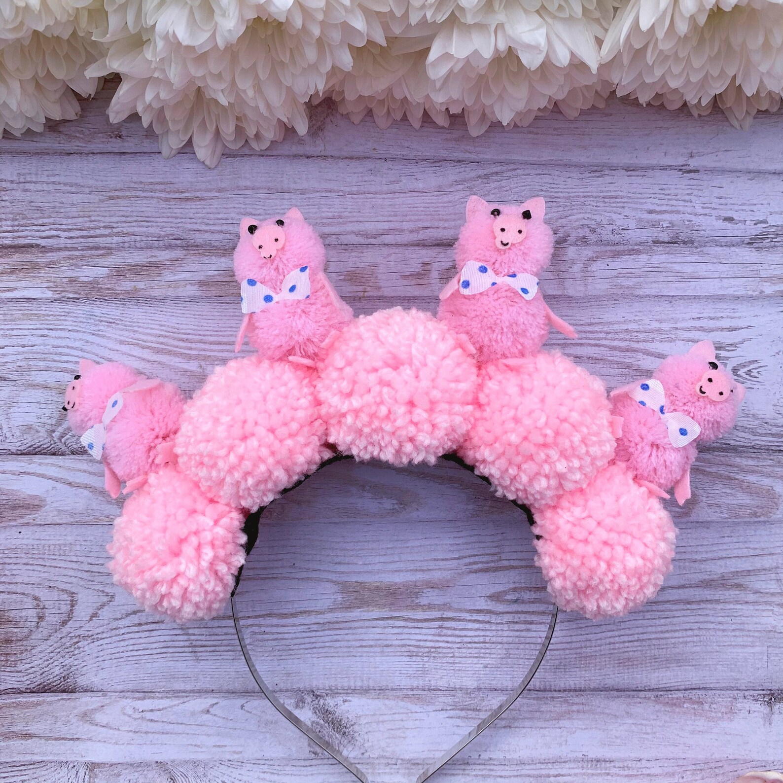 Cute Pig Gift Pink Pom Poms Novelty Hair Accessories Fun Etsy