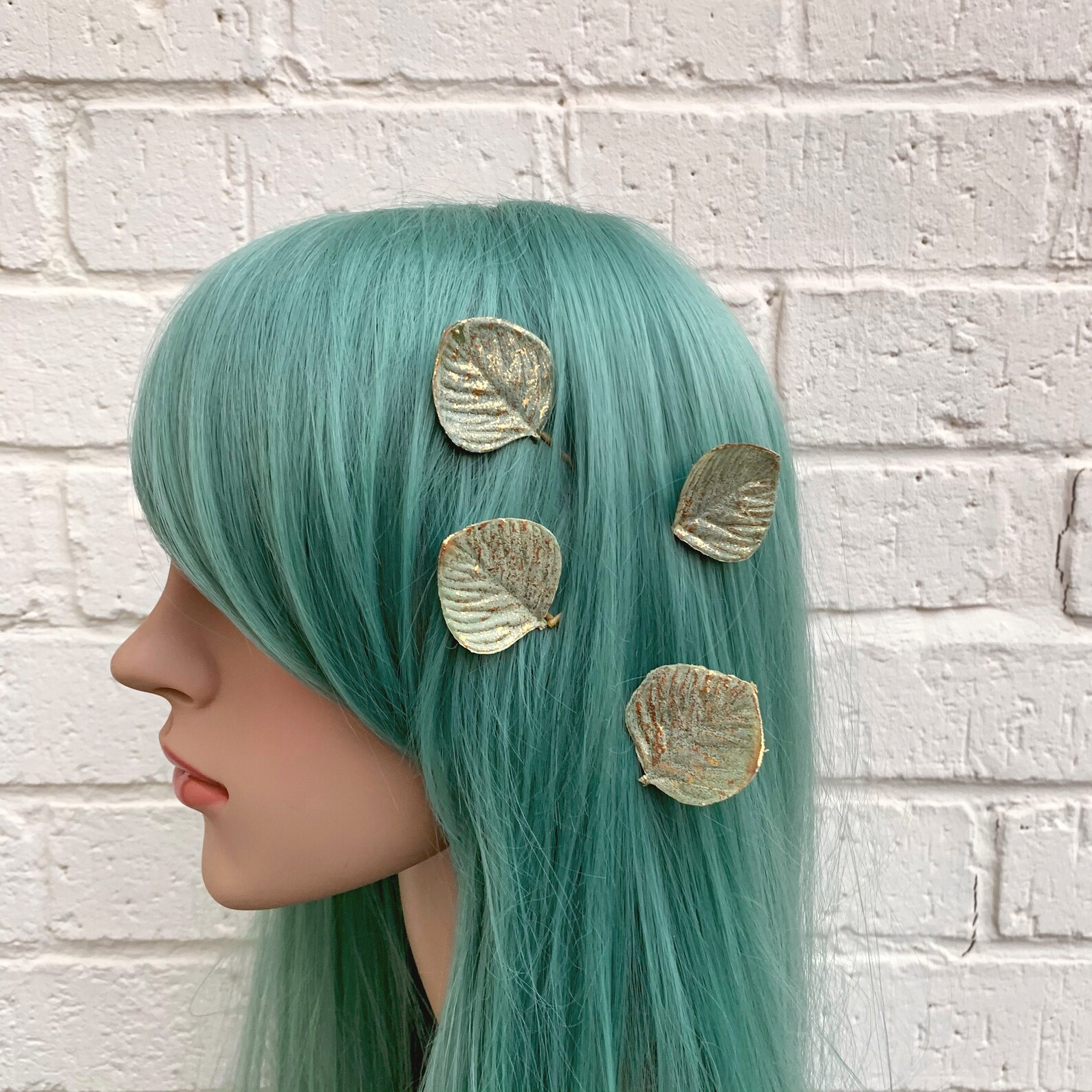 Green and Gold Hair Accessories Leaf Hair Pins Christmas Etsy