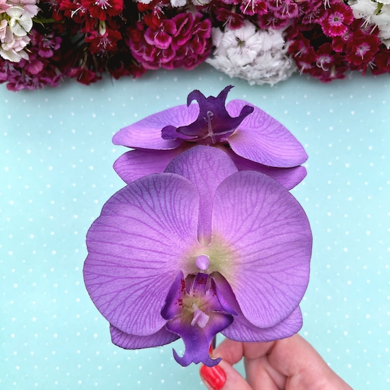 Large Purple Orchid Fascinator, Damson Accessory, Wedding  display picture 3