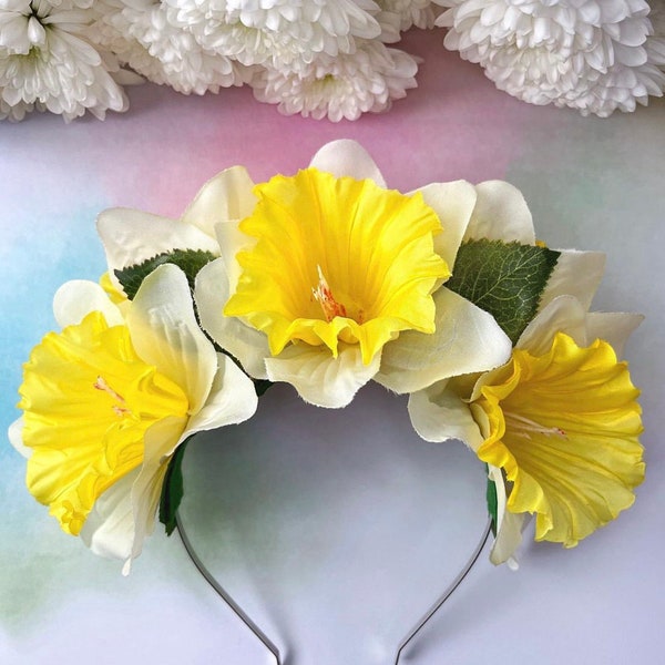 Daffodil flower crown, Easter headband, Welsh hair accessory, St David’s accessories, Spring bride, April wedding, Yellow headpiece, Gift