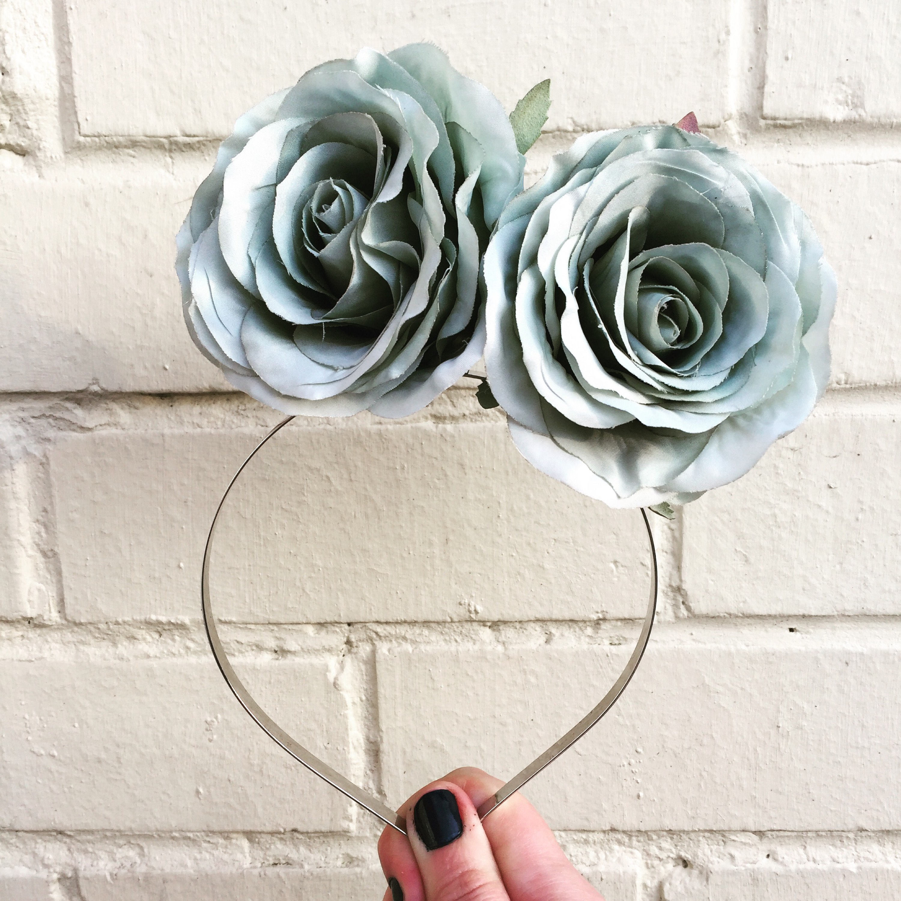 Pastel Green Headband Green Rose Headband Pale Green Etsy