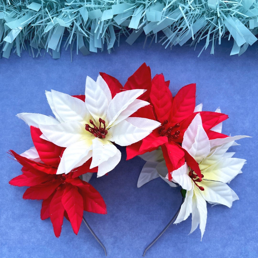Hair Wreath Accessories Botanical Red White Floral Embellished Headband Amazon.com : Chargances Wedding Bride Floral Red Headband  main image 2