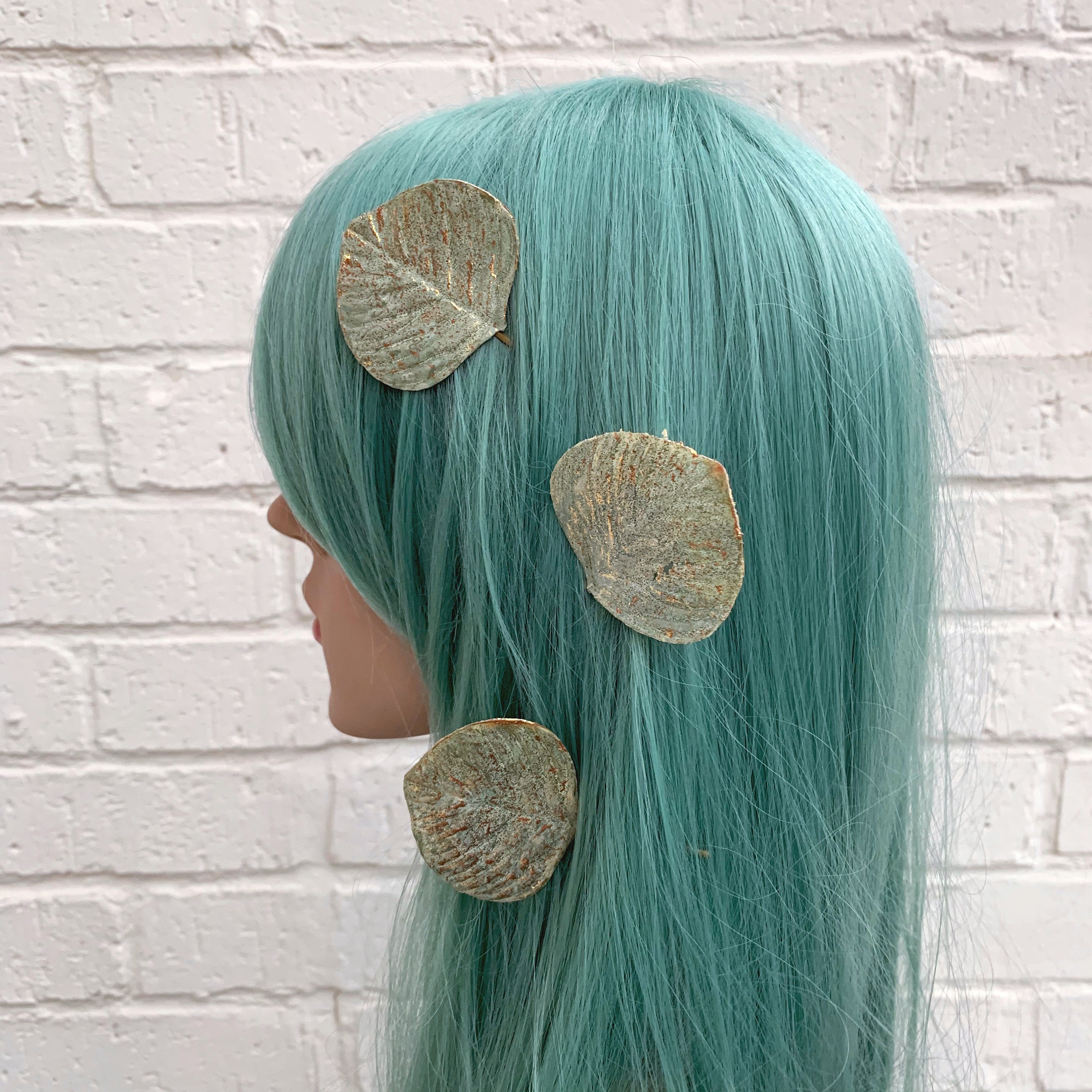 Green and Gold Hair Accessories Leaf Hair Pins Christmas Etsy