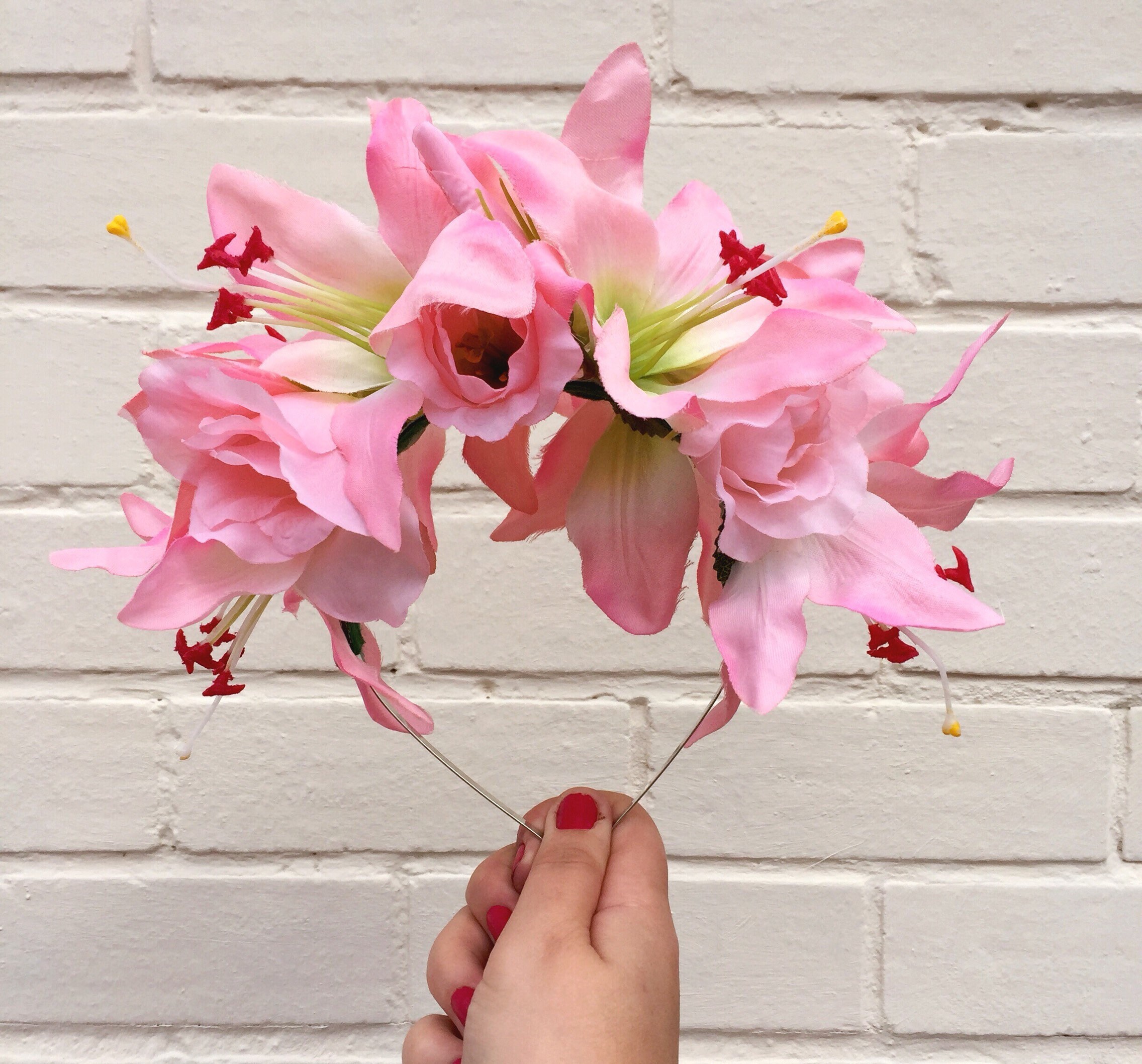 Pink Lily Headband Pink Crown Lily Hair Flowers Lily Flower Etsy