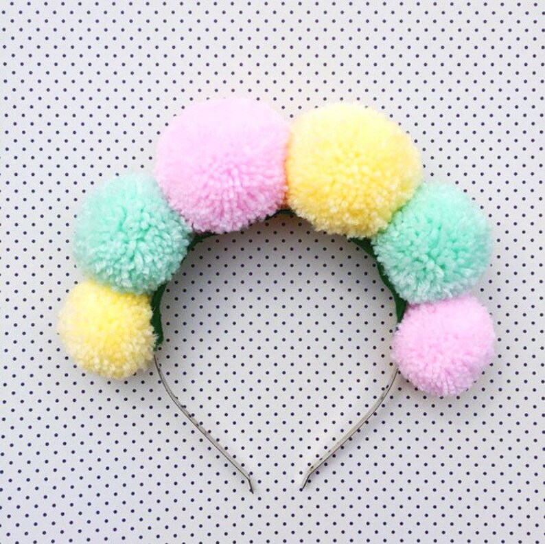 Pom Pom Headband Kitsch Headband Pom Pom Accessory Festival Etsy UK