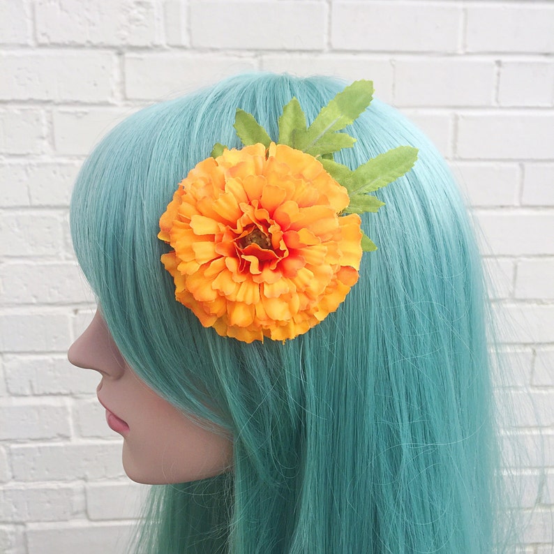 Orange Marigold Orange Flower Hair Clip Pin up Hair Clasp Etsy UK