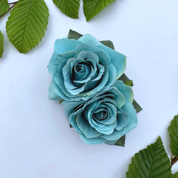 turquoise flower hair clip