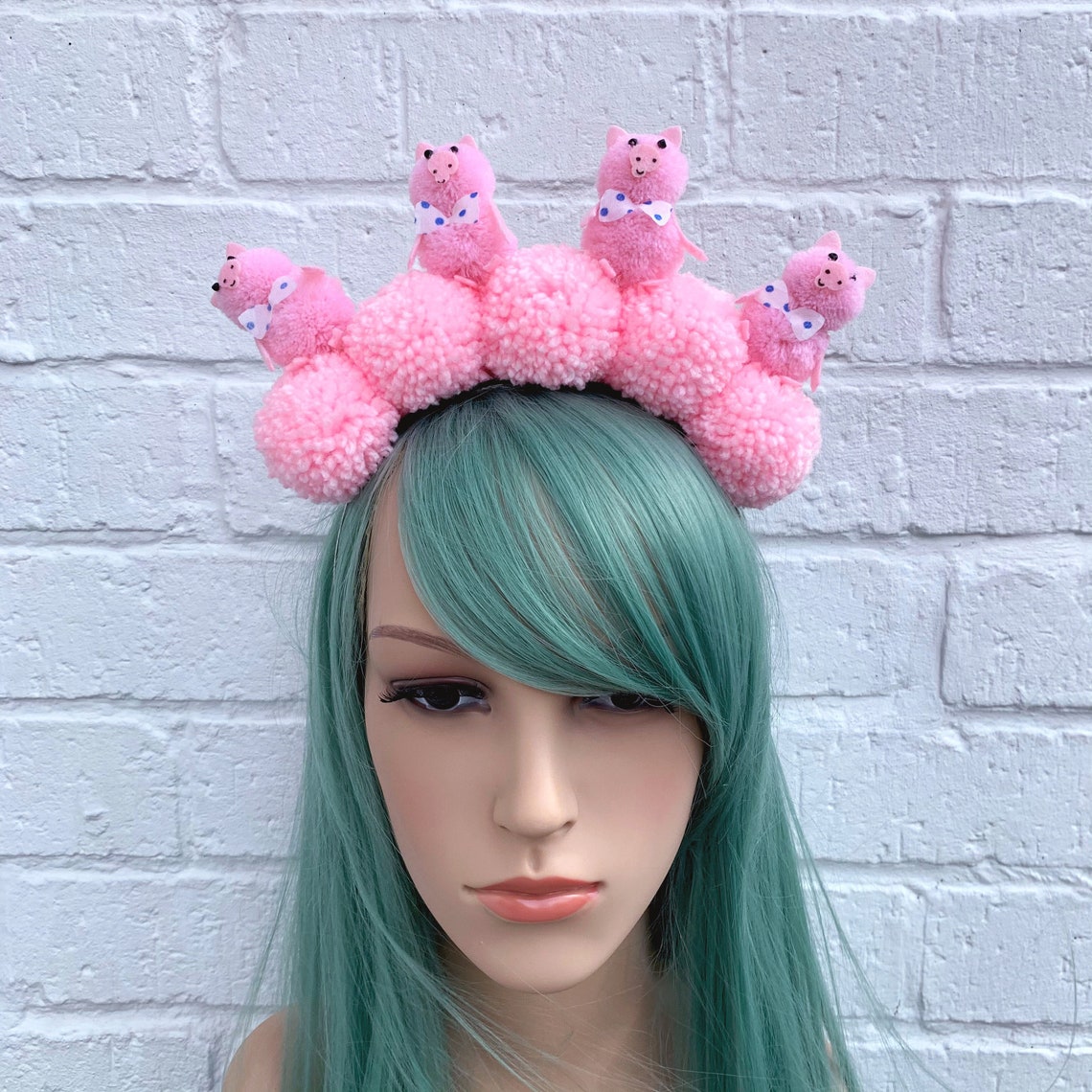 Cute Pig Gift Pink Pom Poms Novelty Hair Accessories Fun Etsy