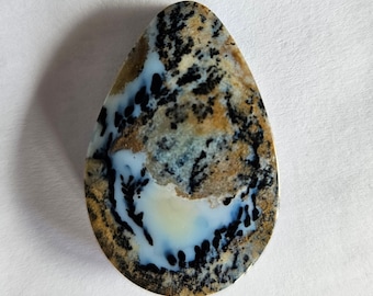 Cabochon unique en agate dendritique de coupe épaisse, parfait pour les bijoux