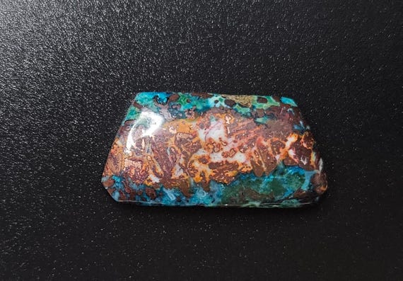 Native copper and chrysocolla in chalcedony cabochon premium quality amazing color rare material perfect size for jewelry