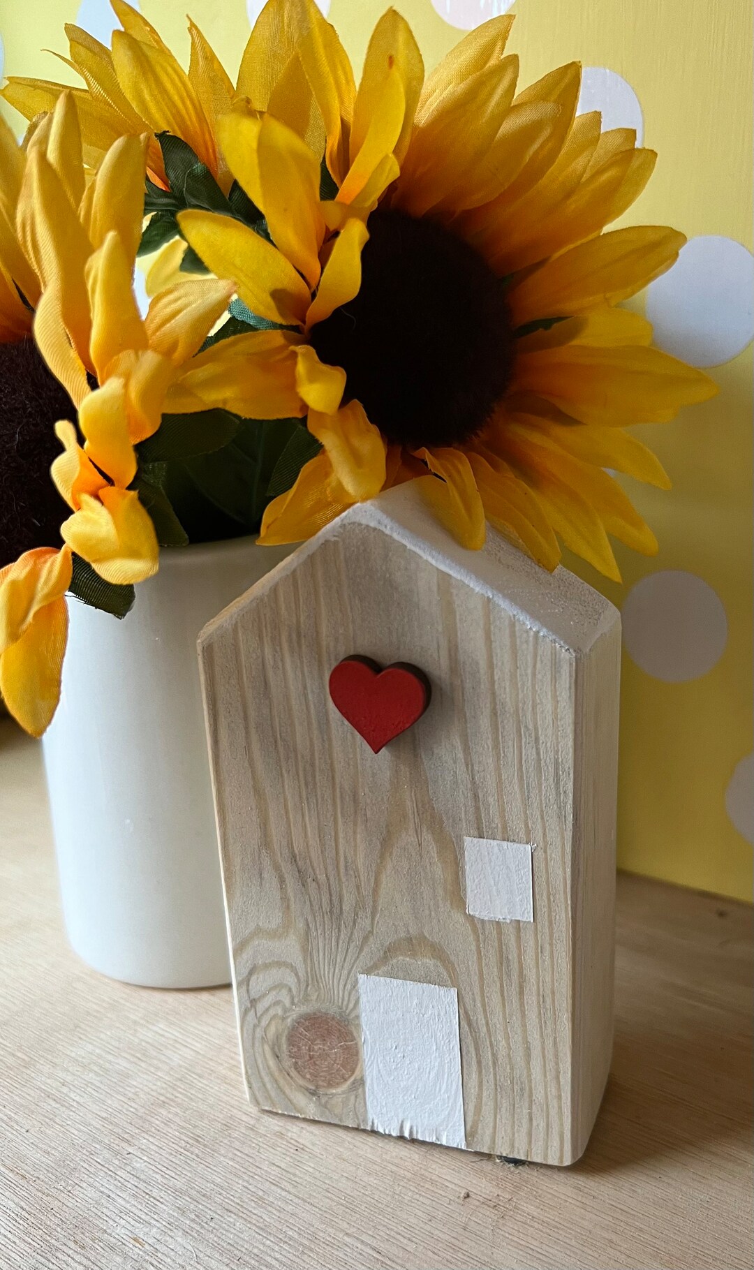 Wooden Block House, Wood Block House, Valentines Gift, House With Red ...