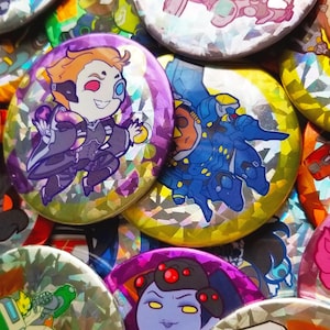 ON SALE Overwatch 3in Buttons Holographic Pin Back