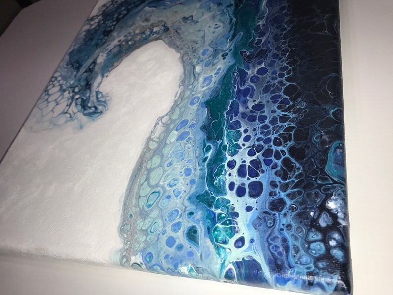 DEEP TROPICS Ocean Inspired Wave Acrylic Fluid Painting on Canvas ...
