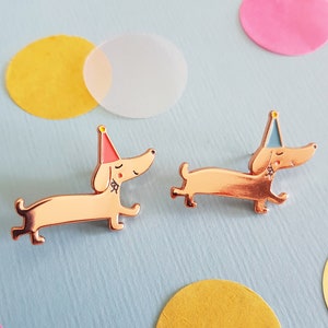 Sausage dog pin soft enamel teckel pin, copper dachshund badge, dog lapel pin image 2