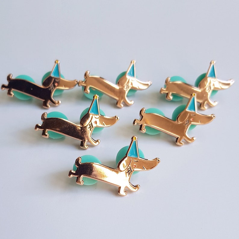 SECONDS SALE sausage dog pin, soft enamel dachshund pin, copper teckel badge, rose gold dog pin, b-grade pins. image 7