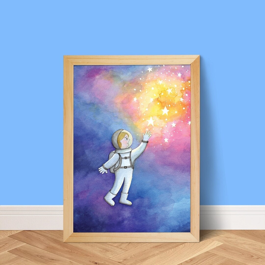 Astronaut Poster A4 Space Themed Art Print Starry Night Sky - Etsy Canada