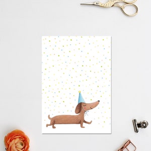 Dachshund birthday card cute teckel greeting card, sausage dog happy birthday party invite, teckel celebration postcards, for dog lovers image 4