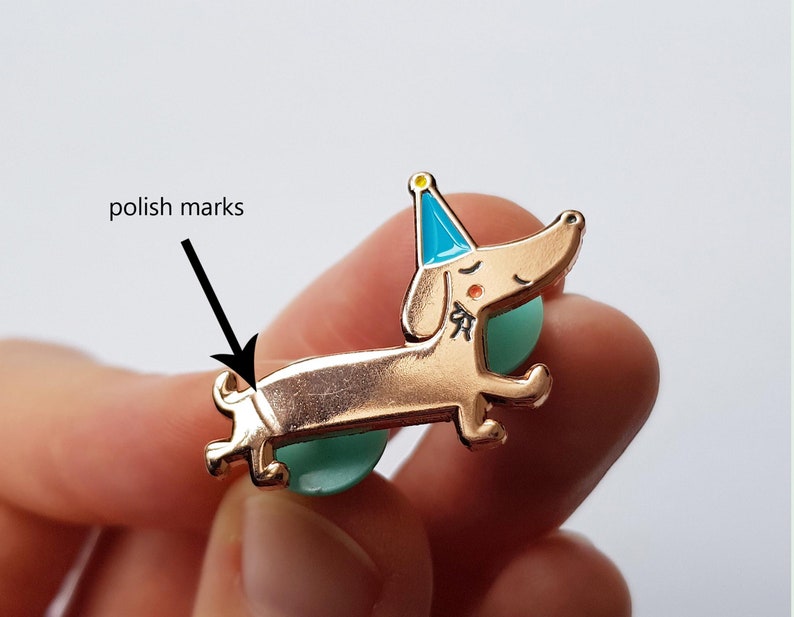SECONDS SALE sausage dog pin, soft enamel dachshund pin, copper teckel badge, rose gold dog pin, b-grade pins. image 4