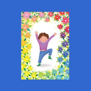 Rainbow flowers happy birthday postcard, wildflowers b-day card, happy pride greeting card, lgbtq+ print, kids illustration card, A6 art