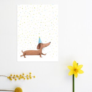 Dachshund birthday card cute teckel greeting card, sausage dog happy birthday party invite, teckel celebration postcards, for dog lovers image 2