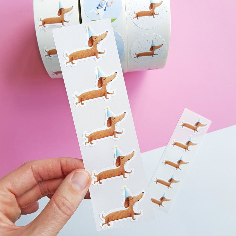 10x Dachshund sticker, envelope seal stickers, happy snail mail, sausage dog bullet journal sticker, small teckel mailing sealer, doxie gift image 2