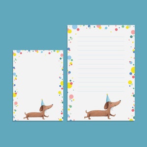 Sausage dog A6 notepad or lined A5 memopad, dachshund letter paper, teckel to do list pad, dog stationery, wiener shopping list, pug notepad