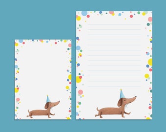 Sausage dog A6 notepad or lined A5 memopad, dachshund letter paper, teckel to do list pad, dog stationery, wiener shopping list, pug notepad