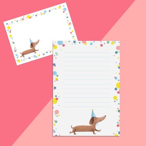 Sausage dog A5 lined letter paper set with matching envelopes, dachshund writing paper, teckel to do list, dog memopad, wiener stationery