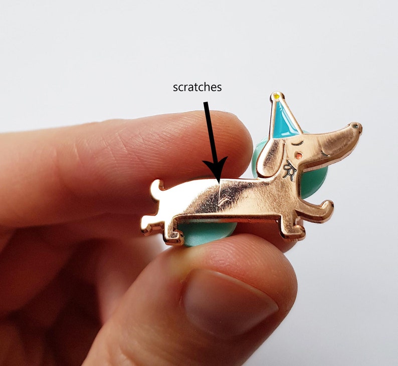 SECONDS SALE sausage dog pin, soft enamel dachshund pin, copper teckel badge, rose gold dog pin, b-grade pins. image 2