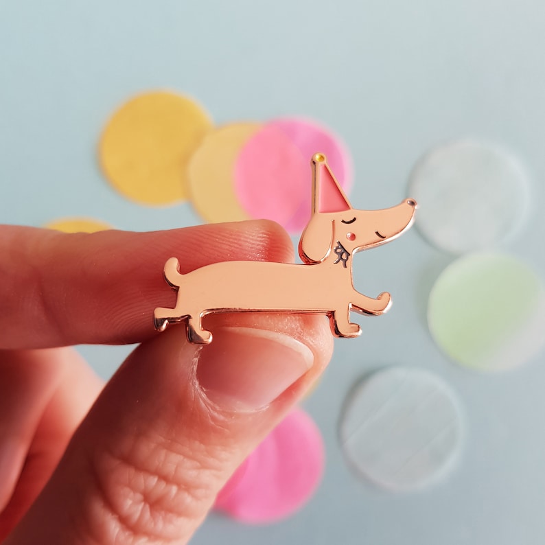 Sausage dog pin soft enamel teckel pin, copper dachshund badge, dog lapel pin image 4