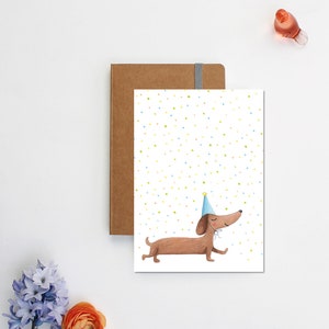 Dachshund birthday card cute teckel greeting card, sausage dog happy birthday party invite, teckel celebration postcards, for dog lovers image 5