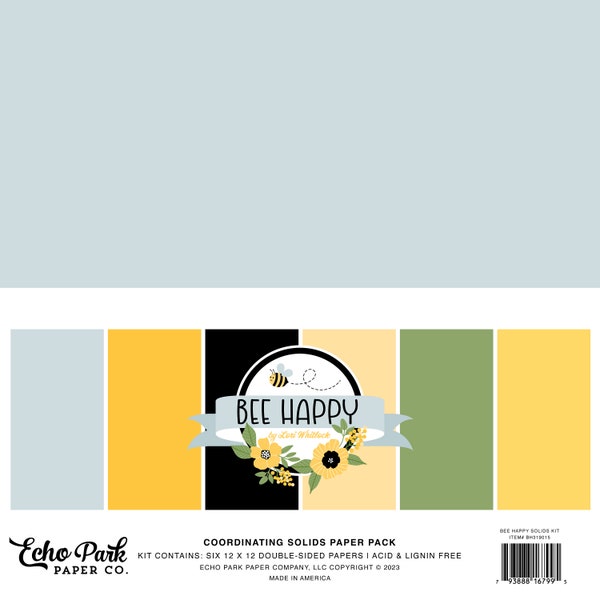 Echo Park Bee Happy 12x12 Coordinating Solids Paper Pack
