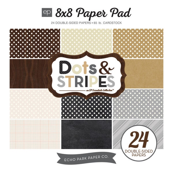 Echo Park 8x8 Dots & Stripes Neutrals Paper Pad