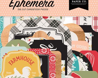 Echo Park Ephemera Die Cuts, Farmhouse Kitchen, 33 Cardstock Pieces