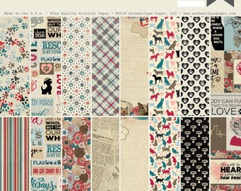 Authentique COMPANIONS 12x12 Paper Pad - Dogs and Cats Scrapbook Paper