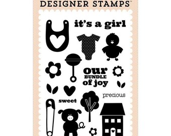 Echo Park & Carta Bella Clear Acrylic Stamps, Precious Girl, It's a Boy,