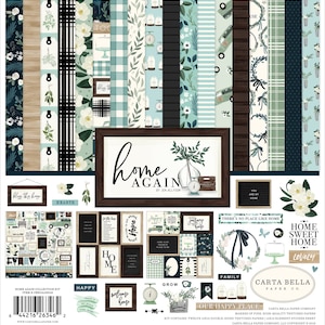 Carta Bella - Home Again 12x12 Scrapbook Collection Kit, and Single Sheets (Home Floral) Home Family Welcome