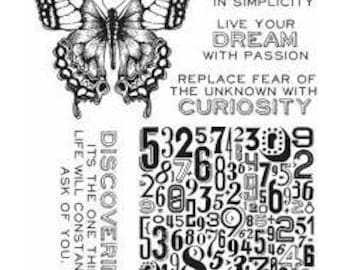 Tim Holtz Collection Cling Stamps by Stampers Anonymous: Perspective - Faded Type - Tiny Prints