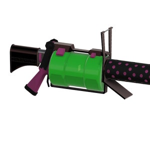 Puede incluir: Una pistola de juguete verde y negra con un ca&ntilde;&oacute;n rosa y un mango rosa. La pistola tiene un patr&oacute;n de lunares negros y blancos en el ca&ntilde;&oacute;n.