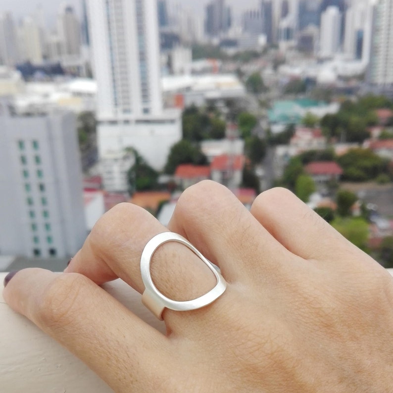 Geometric figure ring Circle ring Silver adjustable ring
