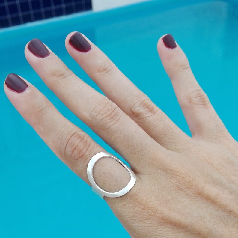 Geometric figure ring Circle ring Silver adjustable ring