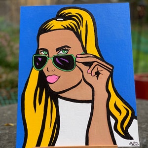Pop Art Painting Original Acrylic Canvas Board - “Hannah”