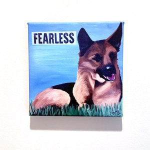 German Shepherd - Canvas Art Print - 8 x 8 inch "Fearless"
