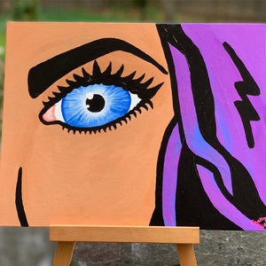 Pop Art Painting Original Acrylic 11”x14” - Blue Eye